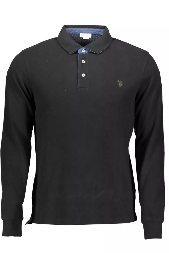 

Черная хлопковая мужская рубашка поло U.S. Polo Assn.