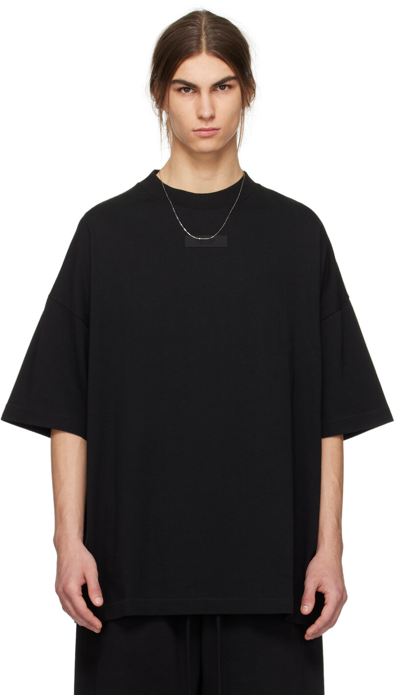 

Черная футболка с круглым вырезом Fear Of God Essentials, цвет Jet black