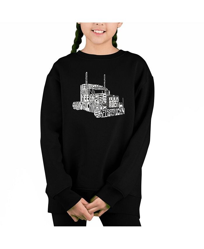 

Толстовка с круглым вырезом Big Girl's Word Art LA Pop Art, черный, Серый, Толстовка с круглым вырезом Big Girl's Word Art LA Pop Art, черный