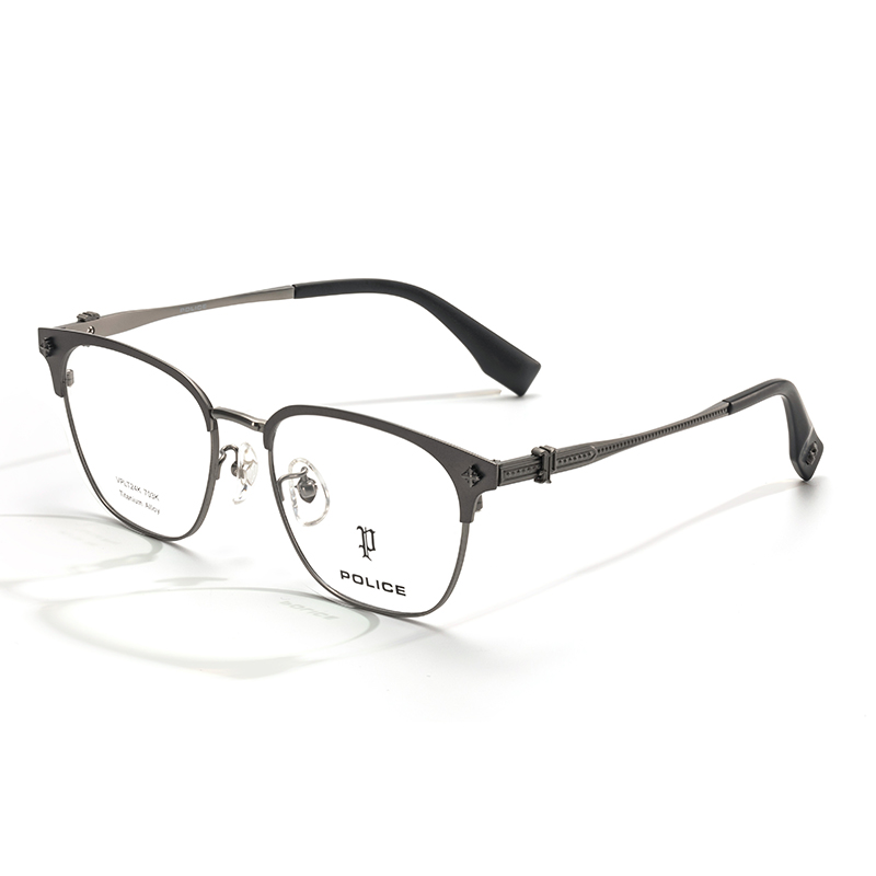 

Police Титановые очки в стиле бровей унисекс черные, VPLT24K-703K Semi-Matte Deep Gunmetal+Matte Light Gunmetal