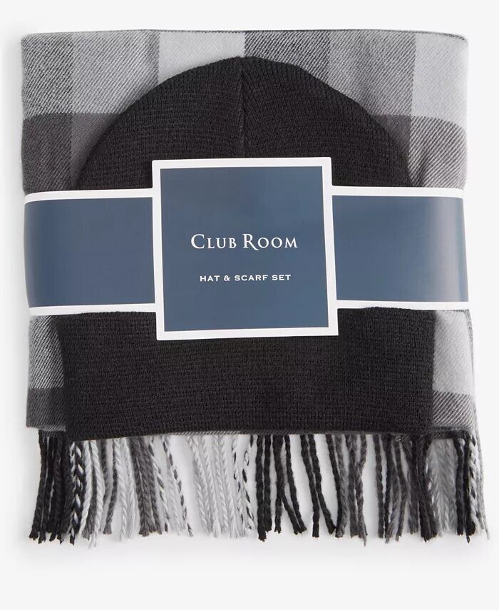 

Мужской комплект из шапки и шарфа Club Room, черный