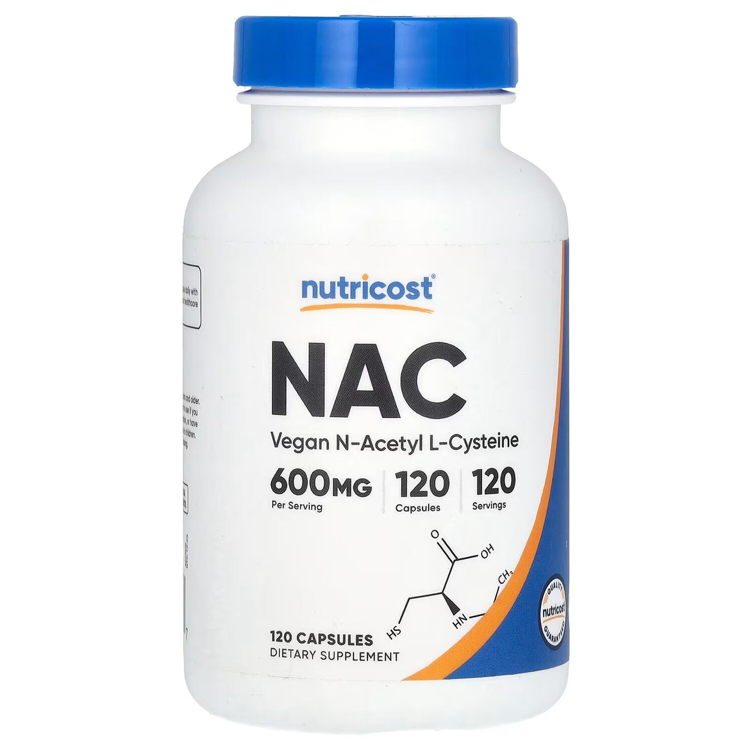 

NAC, веганский N-ацетил L-цистеин, 600 мг, 120 капсул Nutricost