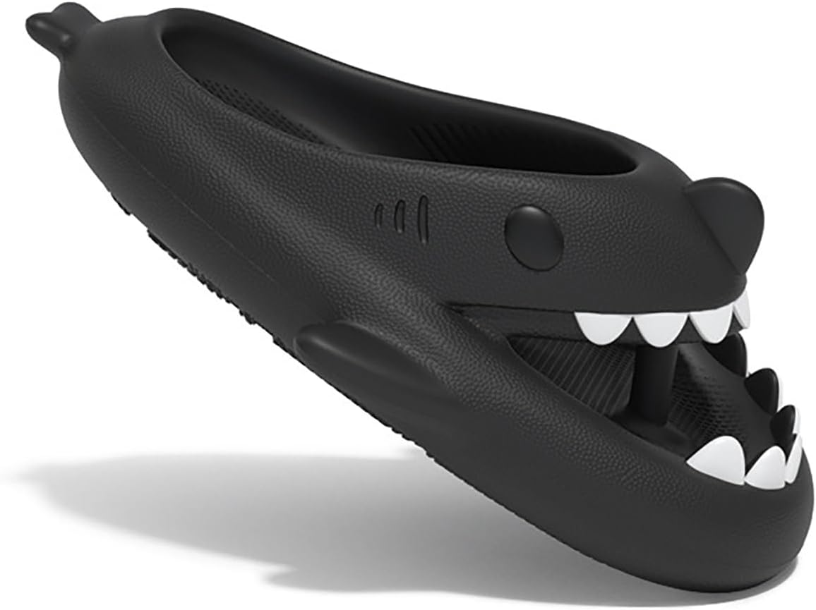 

Шлепанцы Zureto Shark, оригинальные шлепанцы Shark для взрослых, тапочки с мультяшной акулой Cloud Shark для женщин и мужчин, черный