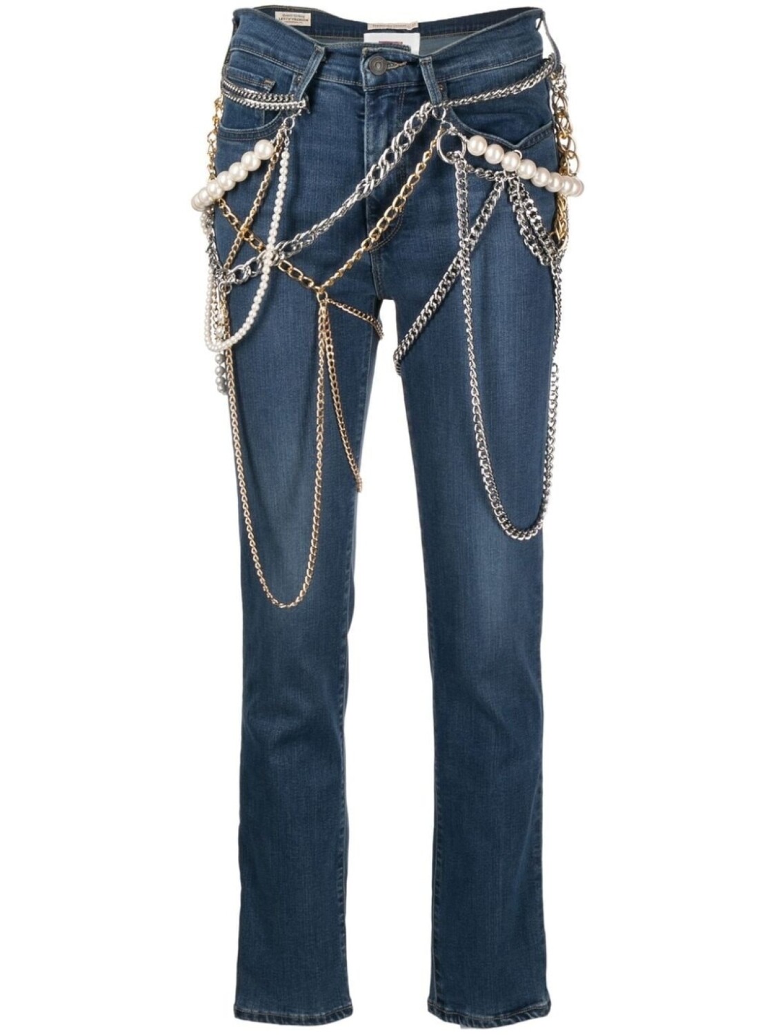 

Junya Watanabe прямые джинсы с цепочкой, синий
