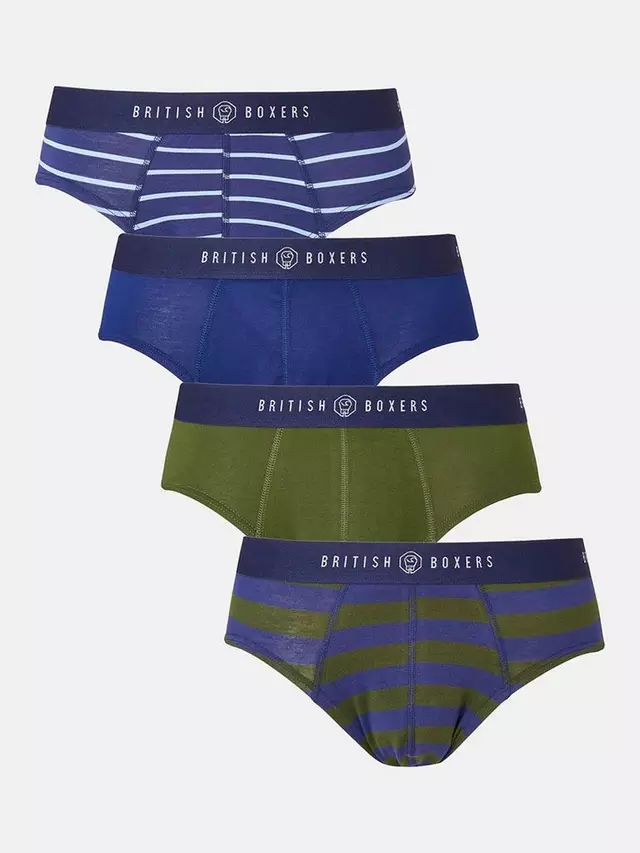 

Трусы British Boxers Bamboo Stripes & Plain 4 шт, цвет green/multi