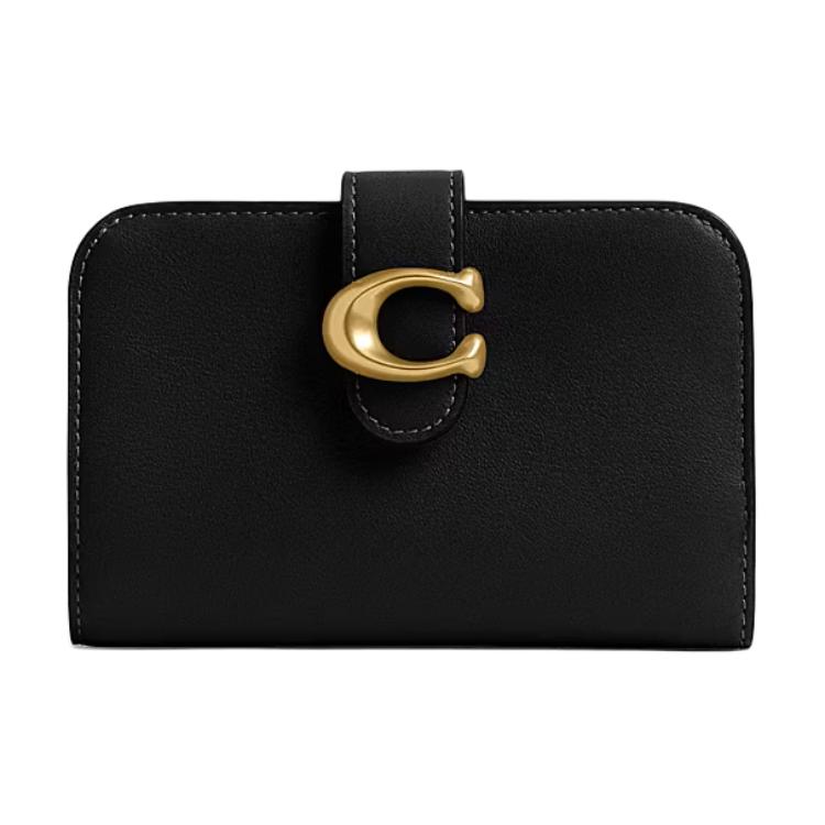 

COACH Миниатюрный женский бумажник из зерненой кожи, Black