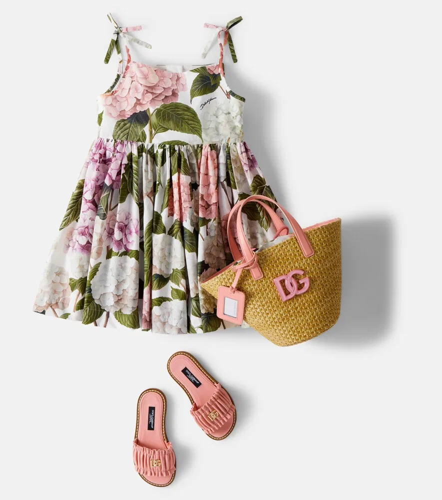 Кожаные шлепанцы DG с драпировкой Dolce&Gabbana Kids, розовый — фото 2