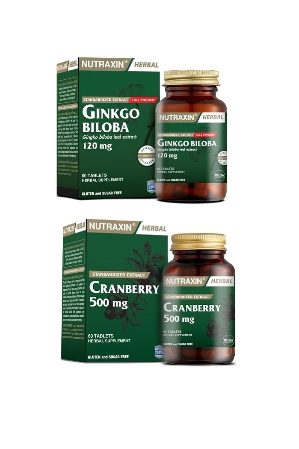 

Nutraxin Гинкго билоба 60 таблеток + клюква 500 мг 60 таблеток