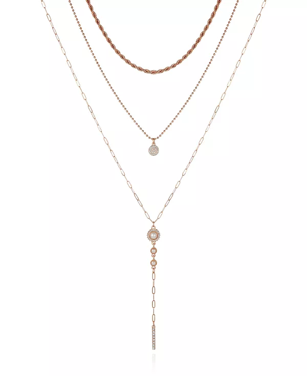 

Комплект из 3 ожерелий с кристаллами и искусственным жемчугом T Tahari, gold-tone