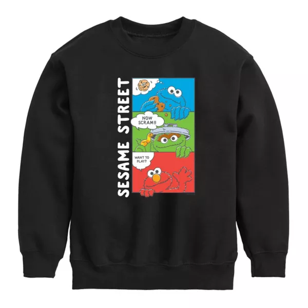 

Мальчики 8-20 флисовая толстовка с комиксами "Улица Сезам" Licensed Character, черный