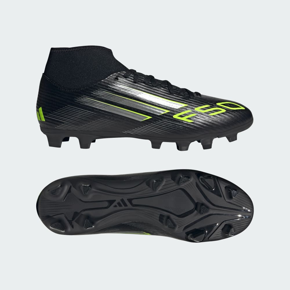 

Бутсы Adidas F50 Club Mid Firm/Multi-Ground Cleats, цвет Core Black/Iron Metallic/Lucid Lemon