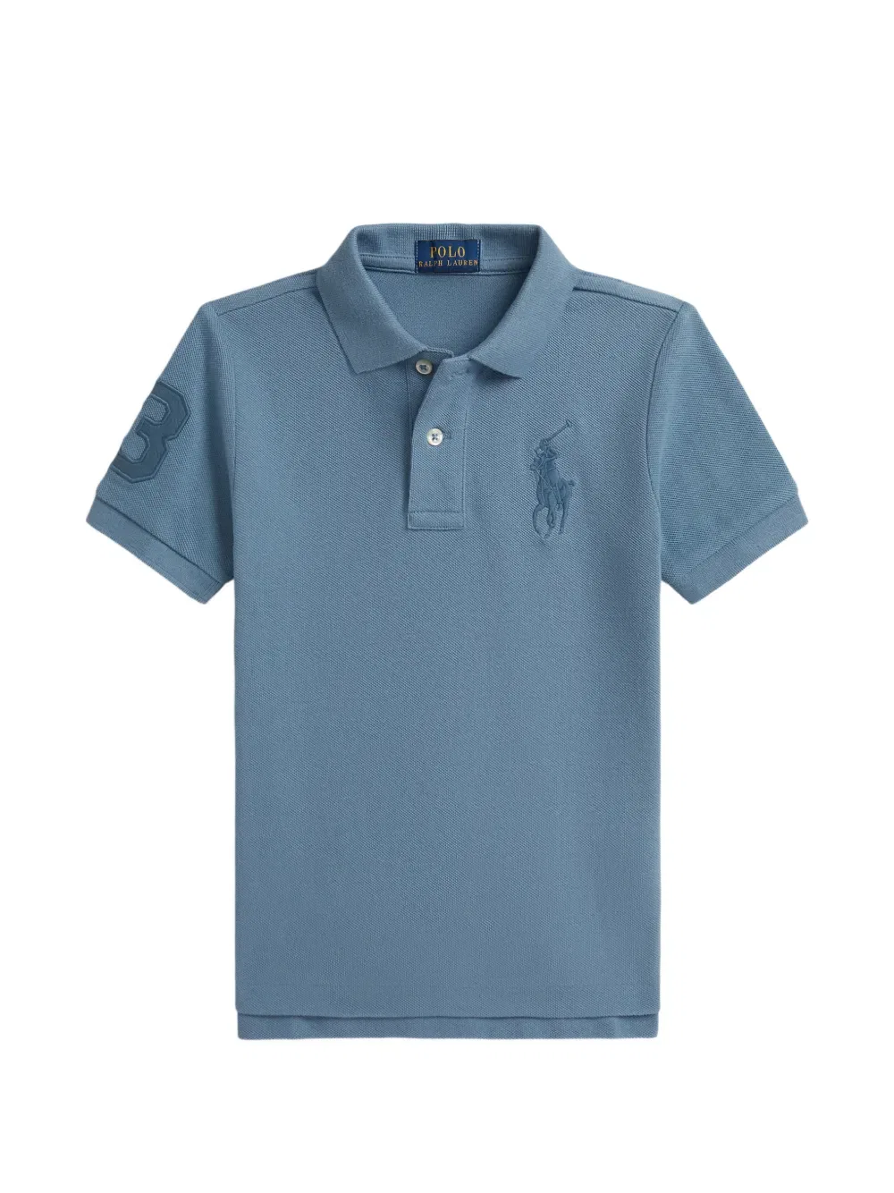 Рубашка-Поло из пике с вышитым логотипом Polo Ralph Lauren Kids, синий