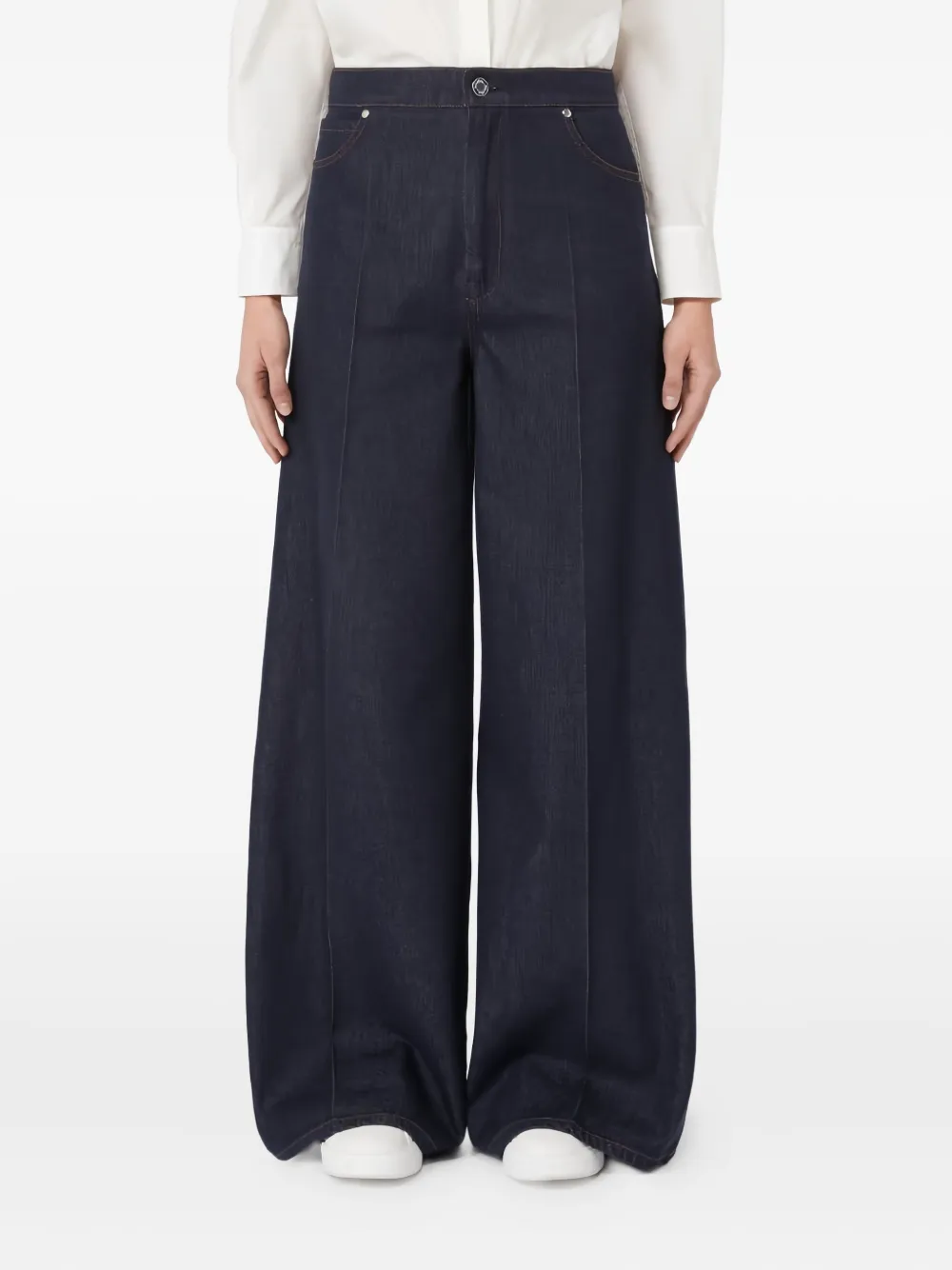 Джинсы со складками и декоративной строчкой Max Mara, синий — фото 2