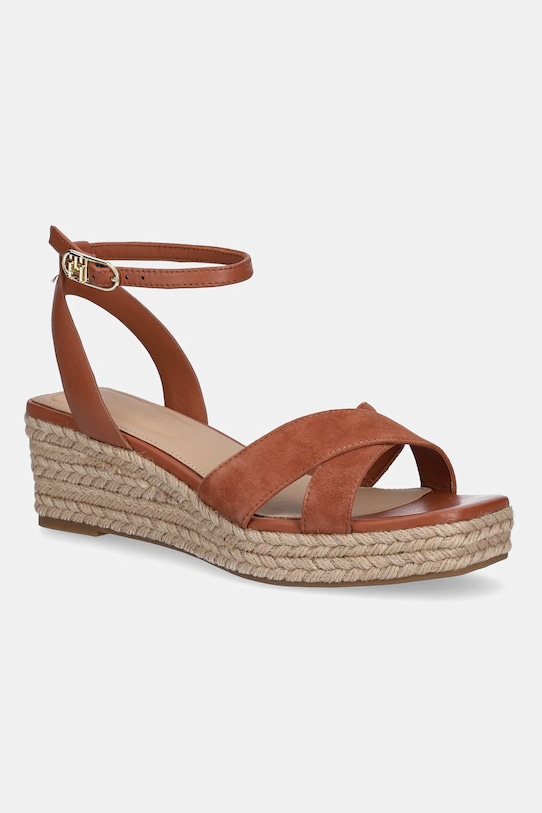 Кожаные сандалии LEATHER & SUEDE MID WEDGE ESPAD Tommy Hilfiger, коричневый