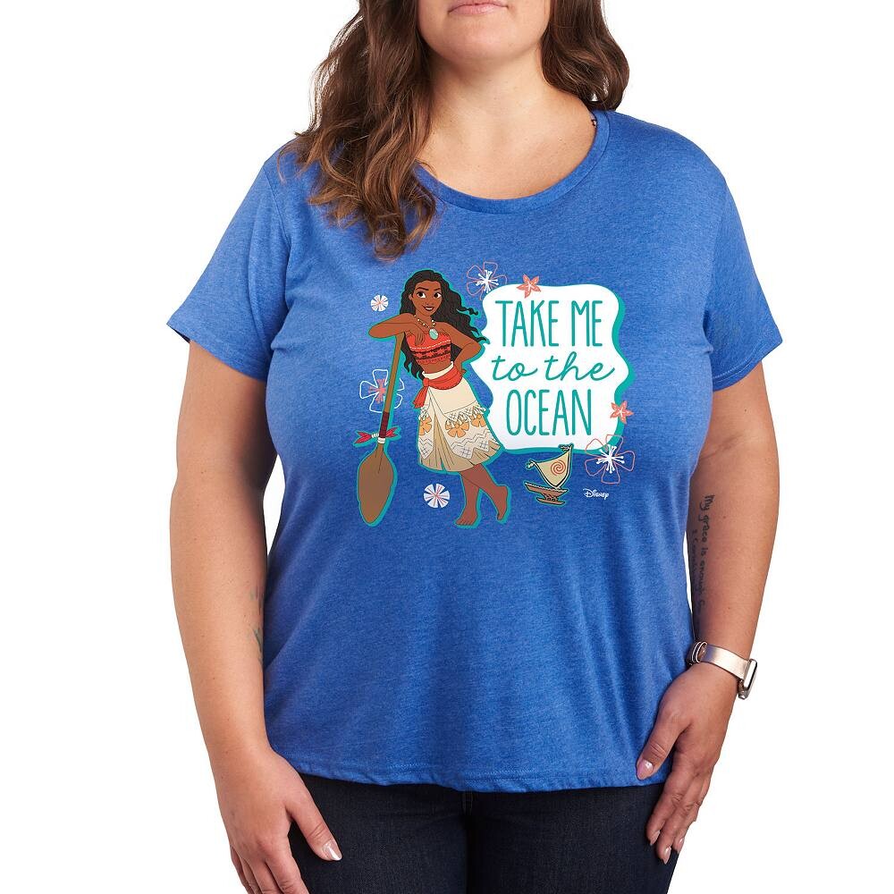 

Футболка Disney Princess Moana Plus с рисунком океана, цвет Heather Royal Blue