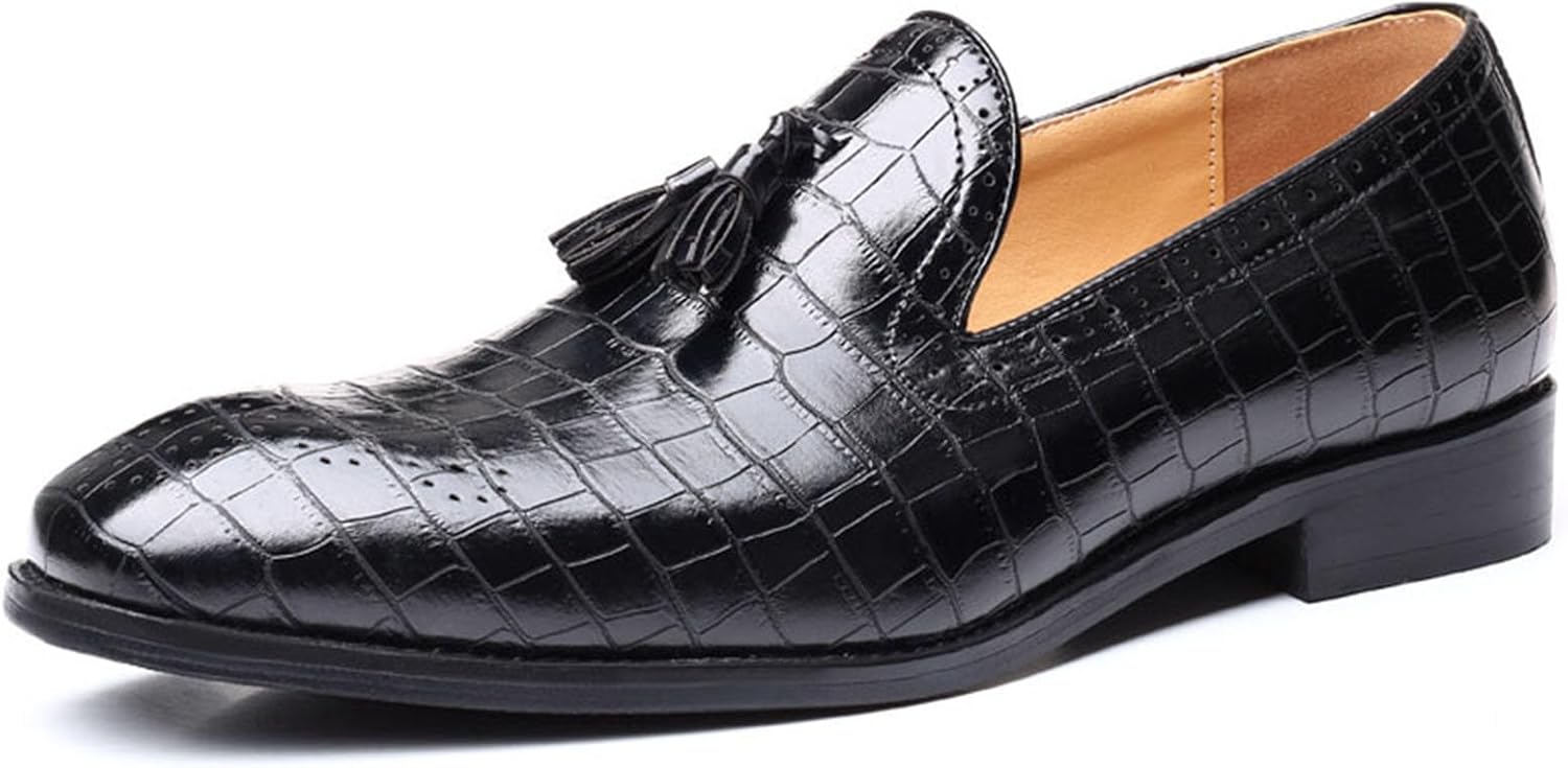 

Мужские классические британские туфли-слипоны из искусственной кожи, с резным дизайном, деловые формальные туфли с кисточками Generic, черный