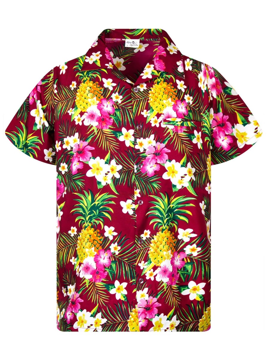 

Рубашка на пуговицах классического кроя King Kameha Pineapple Flowers, красный