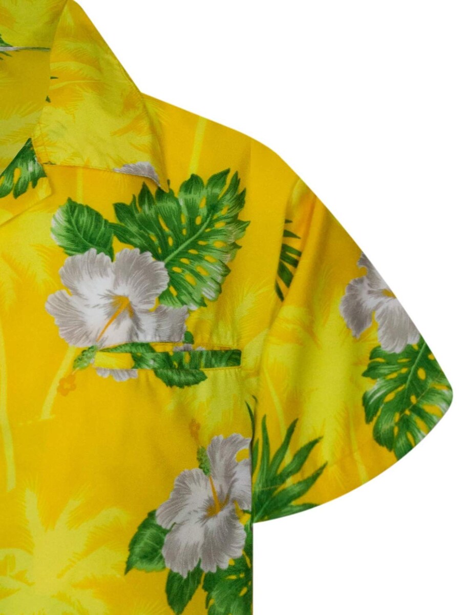 Рубашка на пуговицах классического кроя King Kameha Small Flower, желтый — фото 4