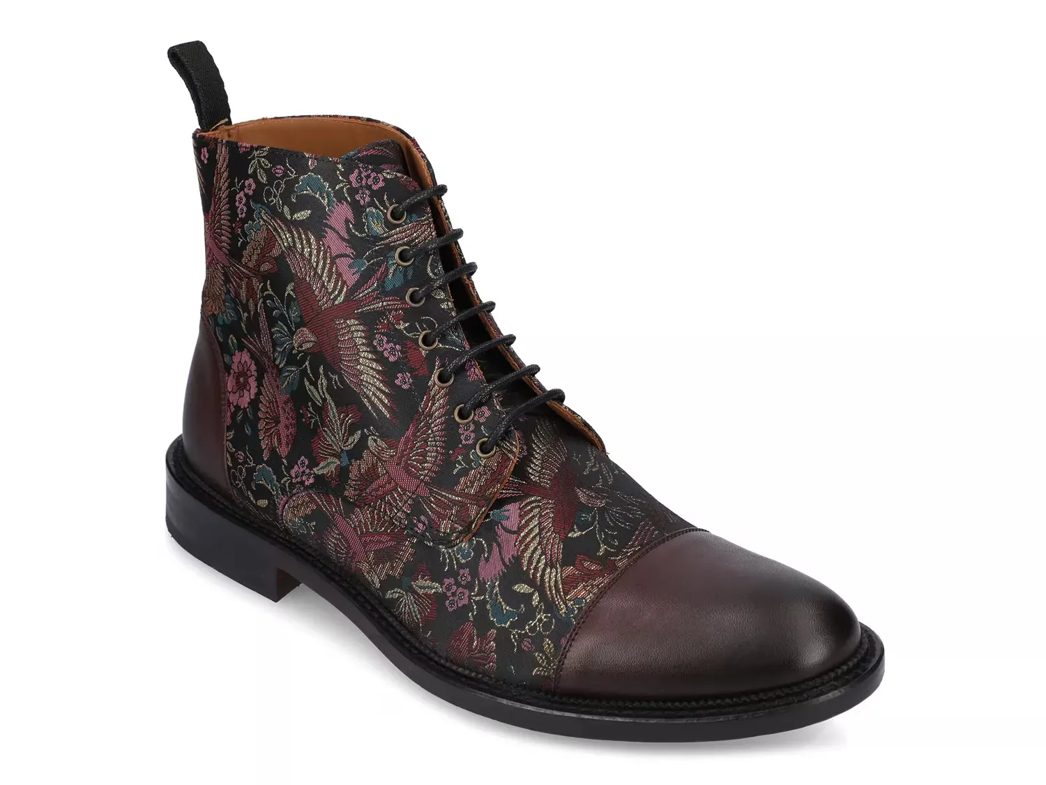 

Ботинки Jack Cap Toe Taft, Paradise Black/Oxblood Bird Floral Satin/Leather, Черный, Ботинки Jack Cap Toe Taft, Paradise Black/Oxblood Bird Floral Satin/Leather