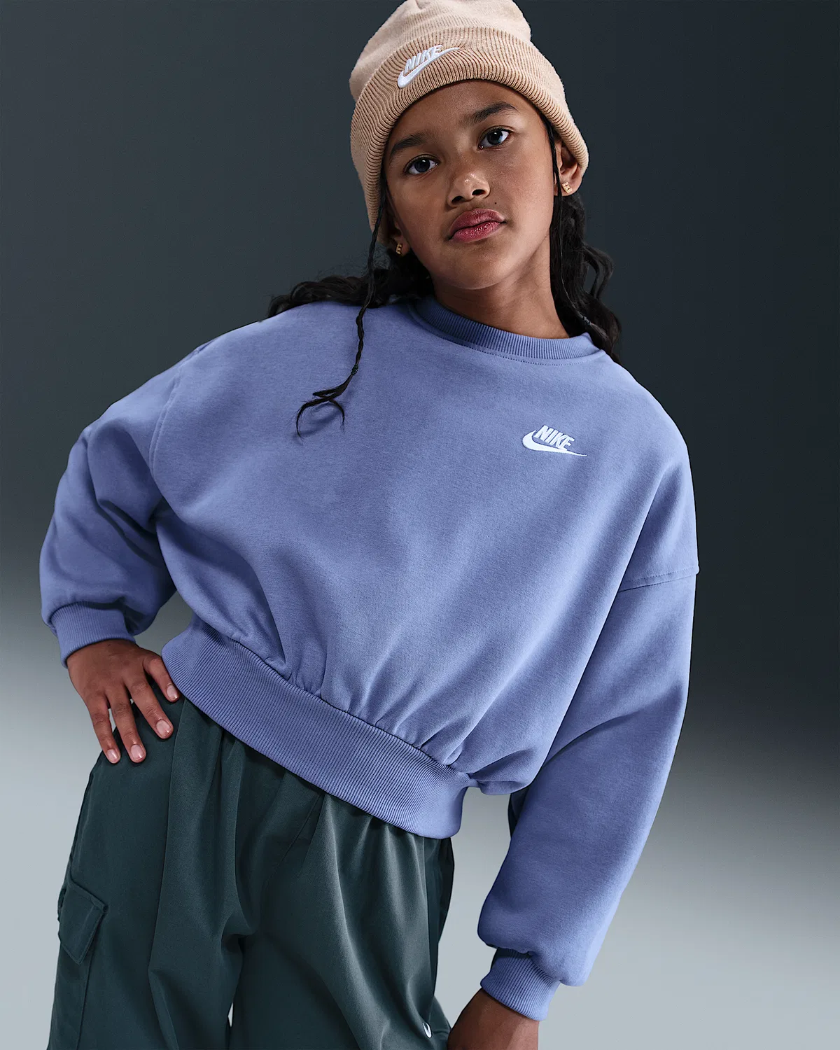 Детский свитшот Nike Sportswear Club Fleece с круглым воротом, World Indigo/White