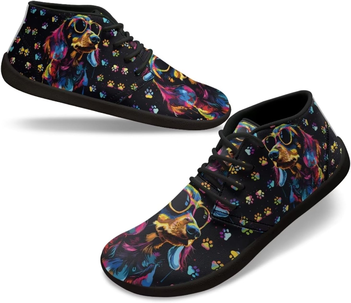 

Мужские беговые кроссовки с широкой пяткой, без шнурков, противоскользящие, быстро сохнущие, с подошвой нулевого падения Xixirimido, Dachshund Colorful Painting