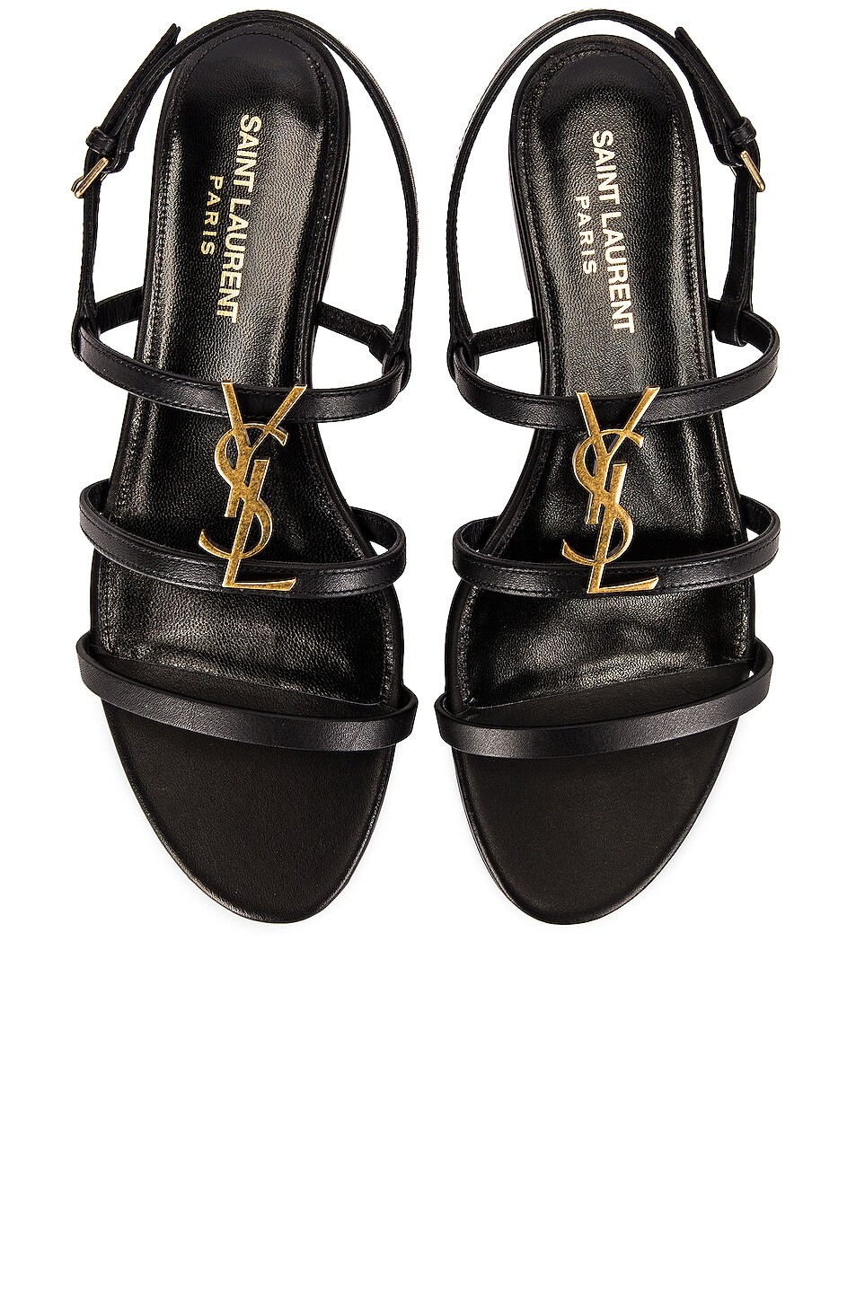 Сандалии Saint Laurent Cassandra Leather Flats, неро
