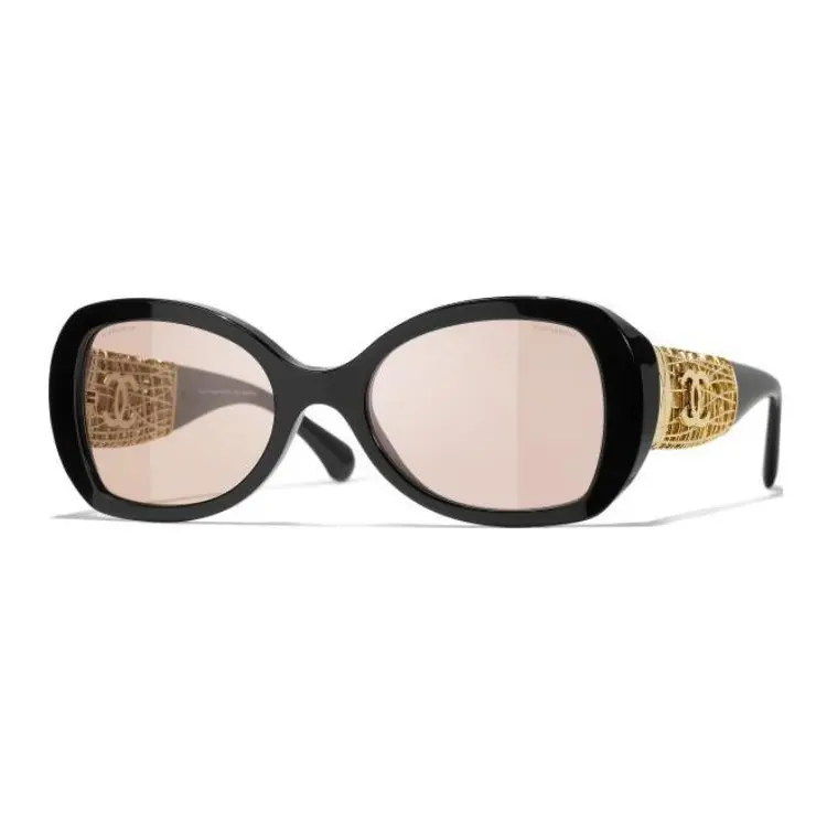 

CHANEL Смоляные металлические солнцезащитные очки-бабочки унисекс черные, Black