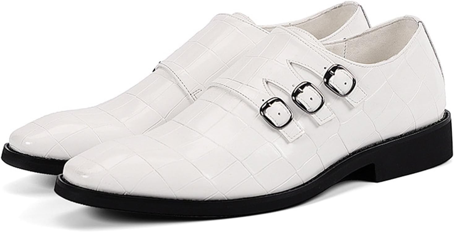 

Мужские классические лоферы с двумя пряжками из лакированной кожи, с закрытым носком, для официального и делового стиля, винтажные, удобные, нескользящие, для свадьбы и формальных мероприятий Myallfeet, белый