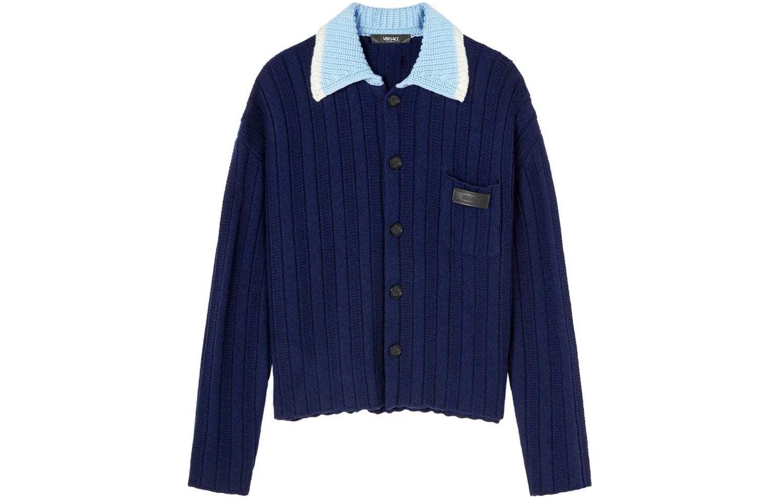 

Джемперная рубашка с контрастным воротником VERSACE, Marine Blue