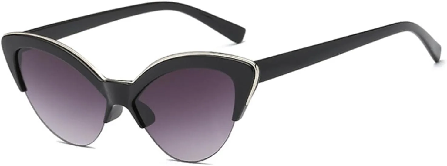 

Роскошные винтажные солнцезащитные очки для женщин, фиолетовые, в стиле ретро, ​​с заостренными кончиками, в большой полуободковой оправе VFDHN, Black Frame Grey