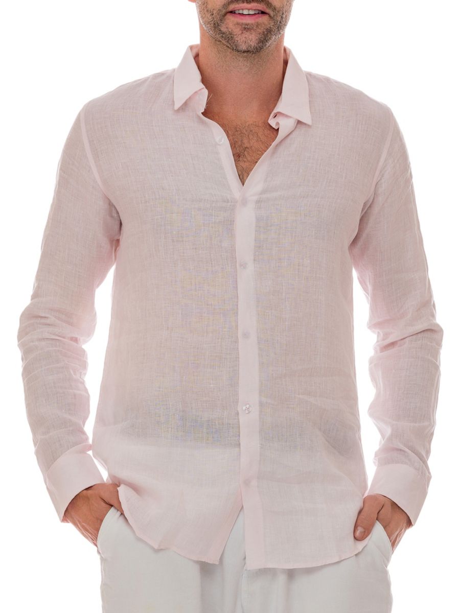 

Однотонная льняная рубашка Ranee's, цвет Baby Pink