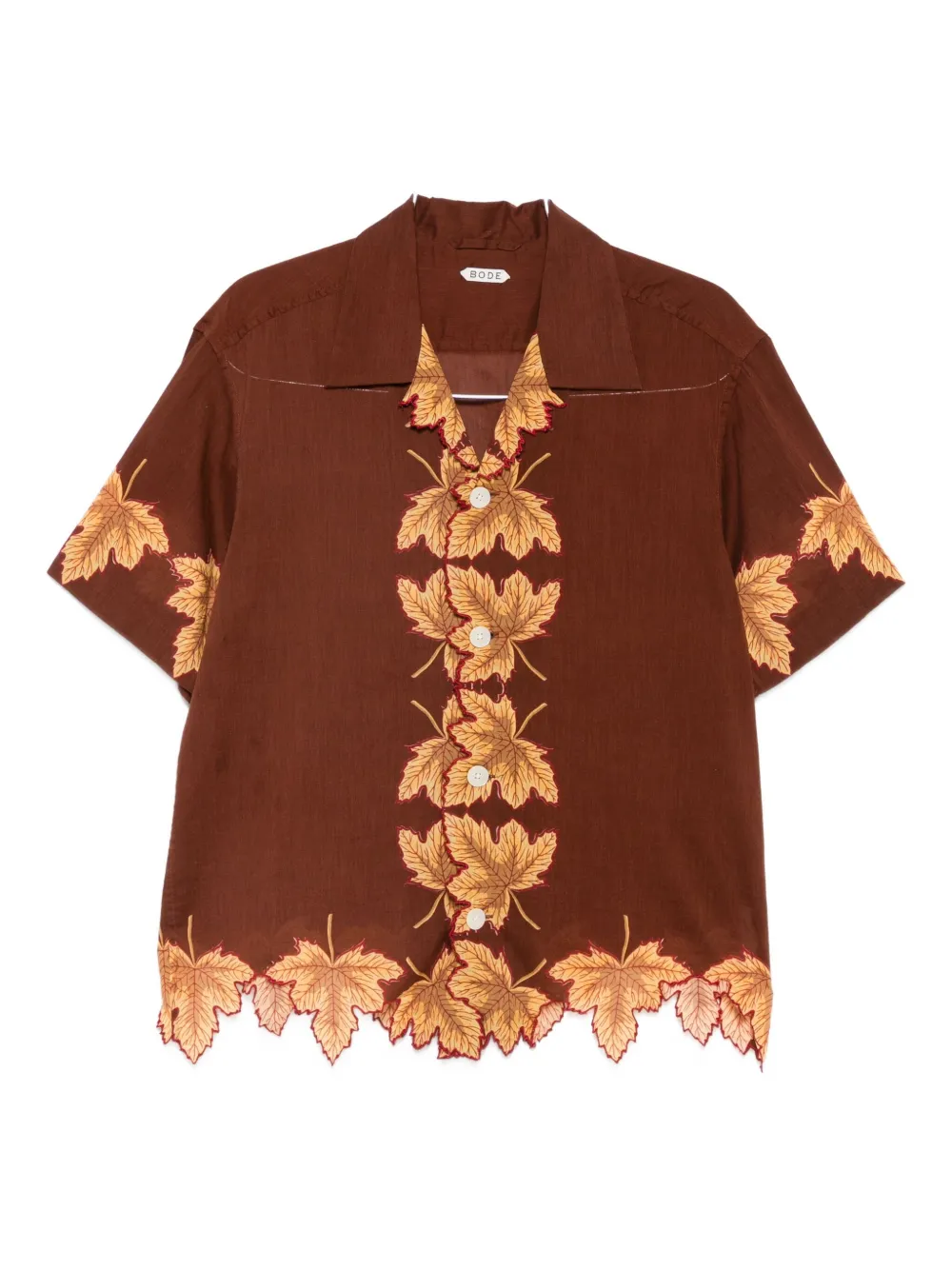 

Рубашка с листовым принтом и фигурным краем BODE, коричневый