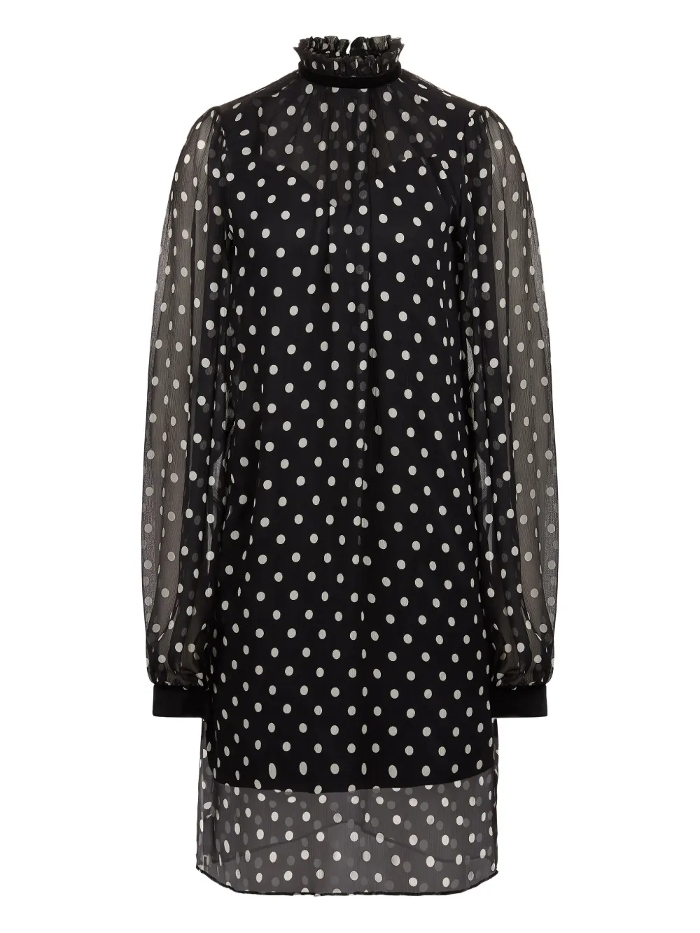 

Мини-платье в горошек с оборками Nina Ricci, черный