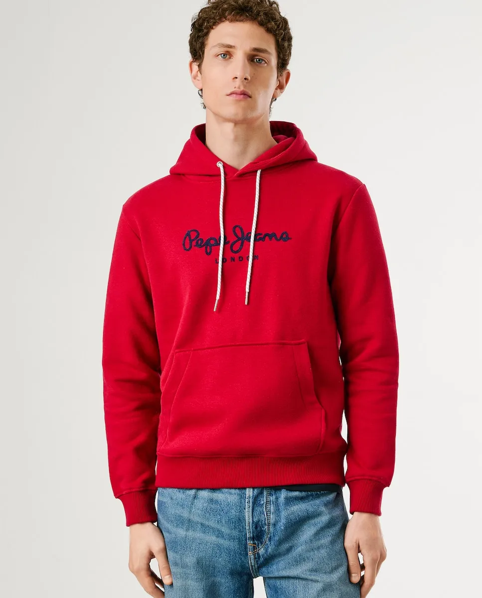 

Мужская толстовка с регулируемым капюшоном и принтом логотипа Pepe Jeans, красный