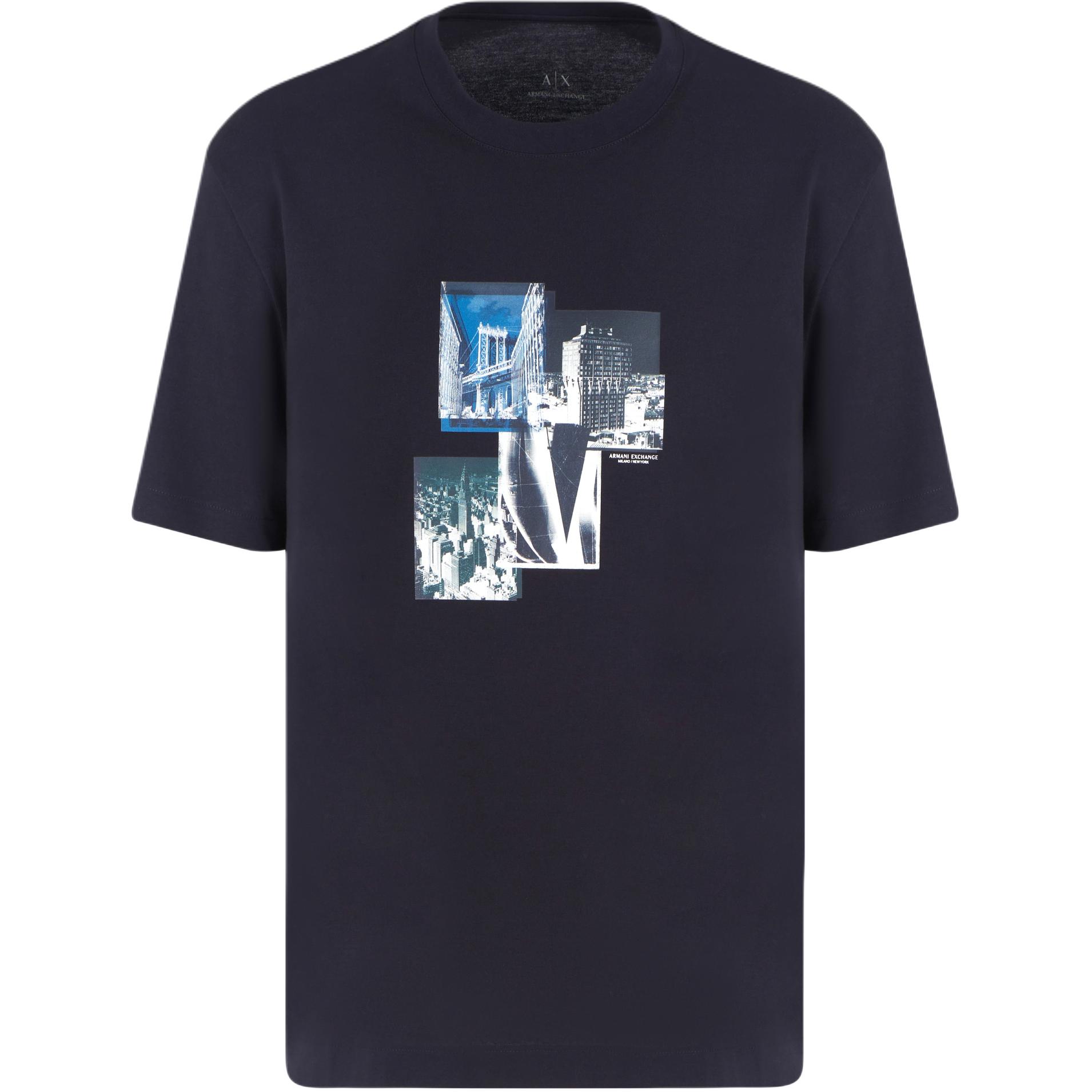 

ARMANI EXCHANGE Футболка AE мужская синяя, Синий, ARMANI EXCHANGE Футболка AE мужская синяя