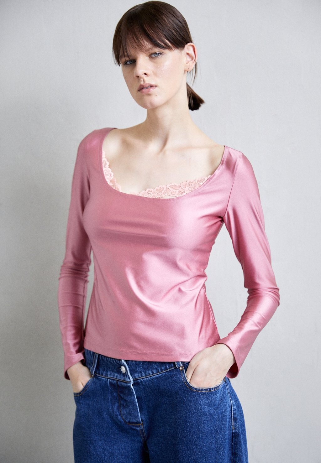 

Футболка с длинными рукавами Fitted Long Sleved And Asymmetrical Detail Vaillant, цвет blush