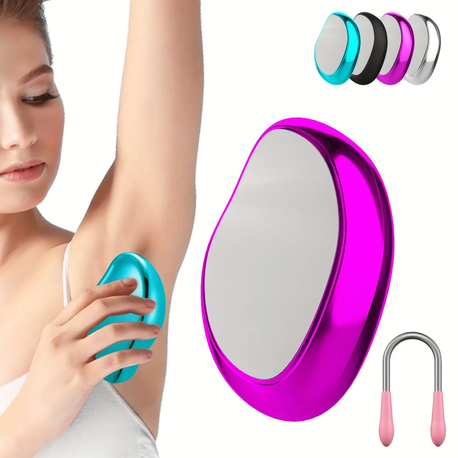 Хрустальный эпилятор Crystal Hair Eraser, инструмент для физического удаления волос, многоразовый эпилятор для тела, стеклянный эпилятор, портативный мягкий эпилятор AMORR, черный — фото 4