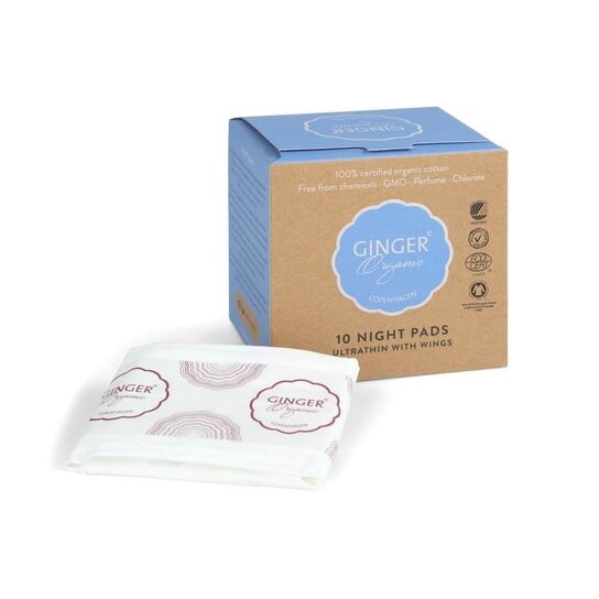 

Прокладки ночные, 10 шт. Ginger Organic
