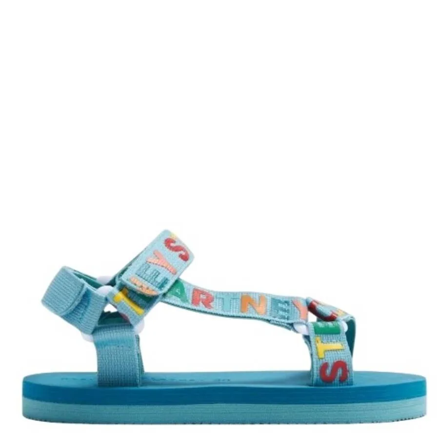 Сандалии на липучке с лентой-логотипом Stella McCartney Kids, синий