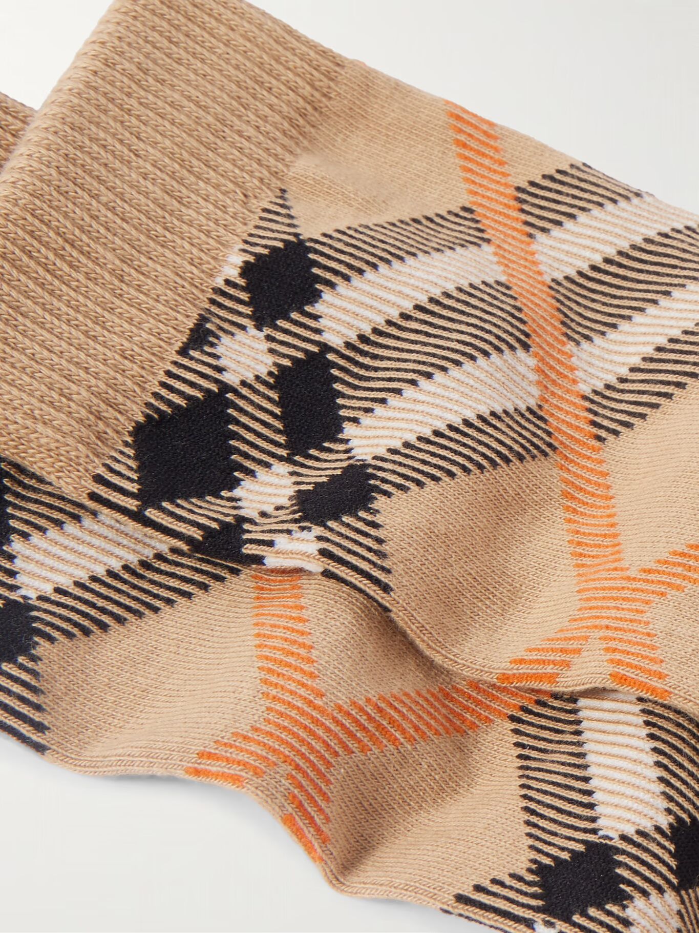 

Клетчатые носки из хлопчатобумажной смеси BURBERRY, песочный