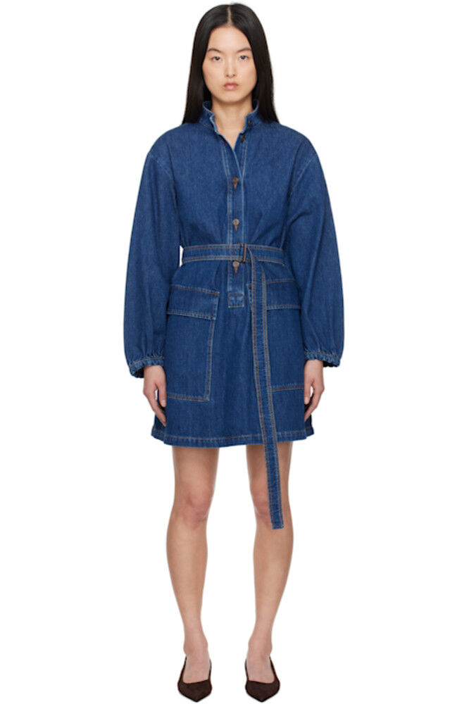 

Синее мини-платье из евро-джинса Weekend Max Mara