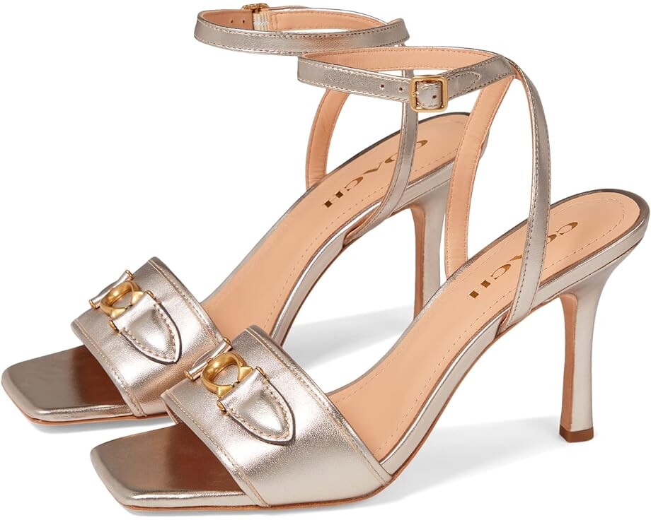 

Туфли COACH Kyra Metallic Leather Sandal, цвет Platinum Champagne