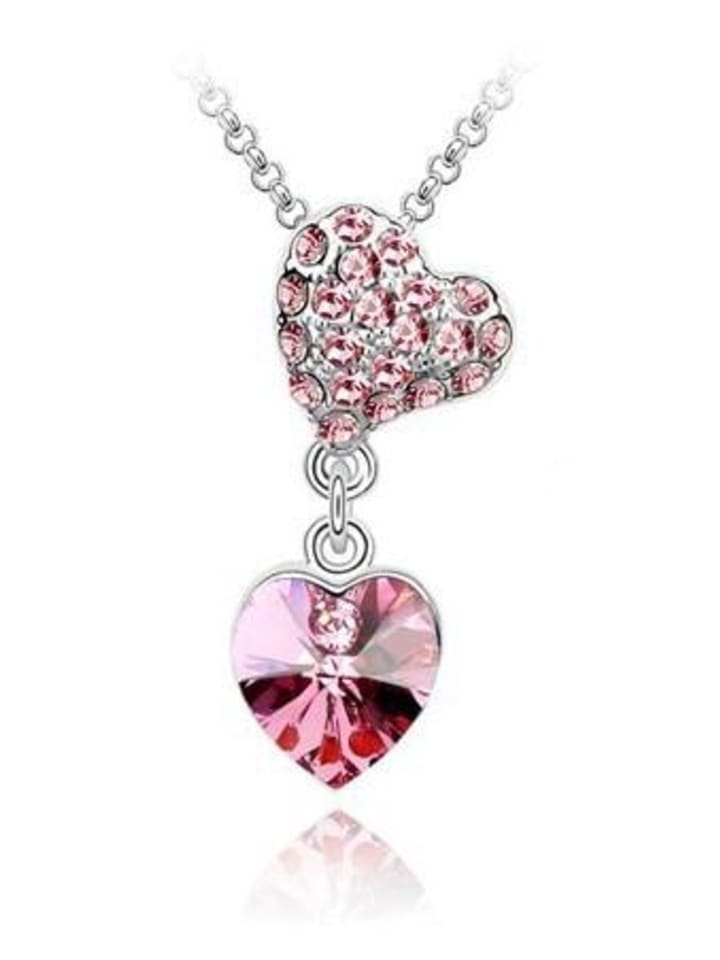 

Onlinehandel Gruber Колье с двумя сердцами и розовыми кристаллами