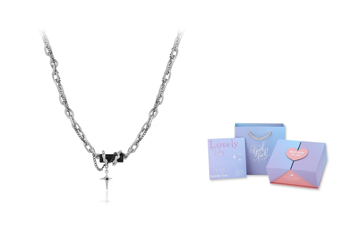 

Титановая стальная цепь унисекс Inkopper, Astral Winding Necklace + Dream Gradient Gift Box