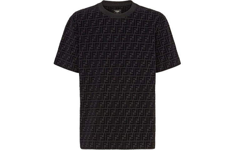 

Футболка из махрового жаккарда FF FENDI, черный/коричневый