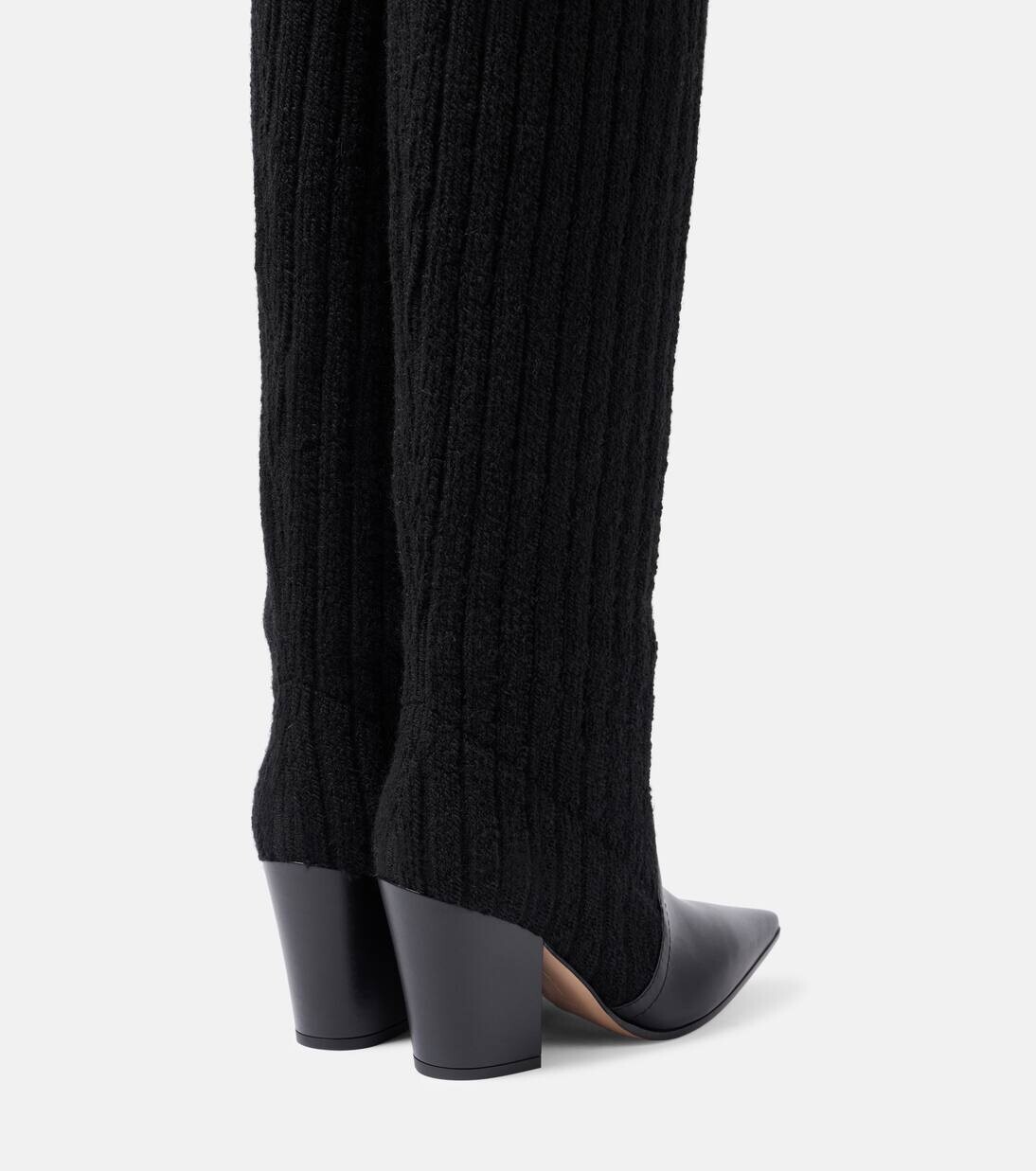 Сапоги до колена с кожаной отделкой Gianvito Rossi, цвет black+black — фото 2