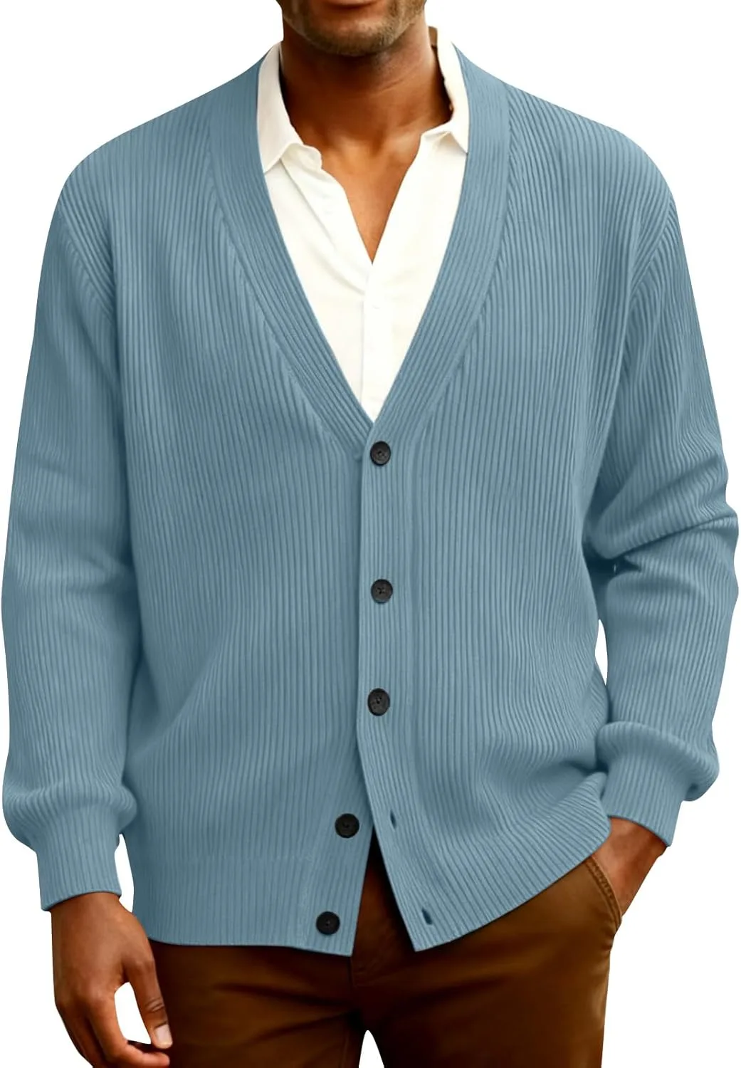 

Мужской кардиган Big Lebowski с длинными рукавами и V-образным вырезом