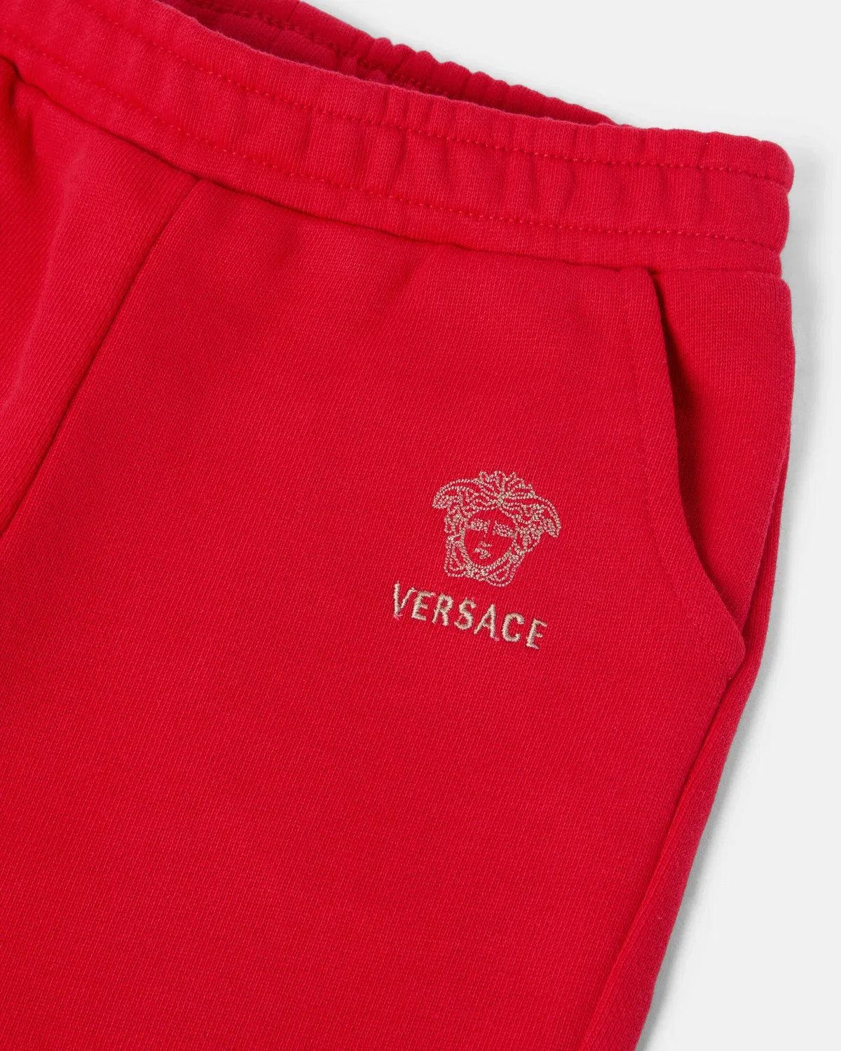 Детские спортивные штаны из хлопкового джерси с вышитым логотипом Versace, красный — фото 4