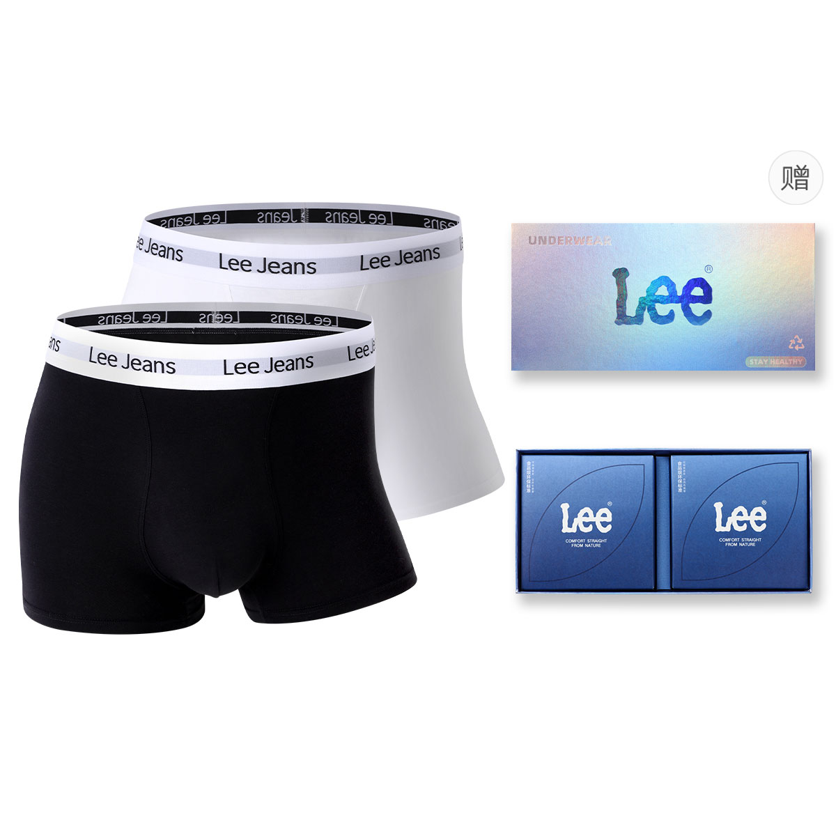 

Комплект мужских трусов подарочный набор Lee, box 2 pack (черный+белый)