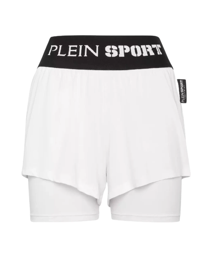 

Шорты с логотипом и завышенной талией Plein Sport, белый